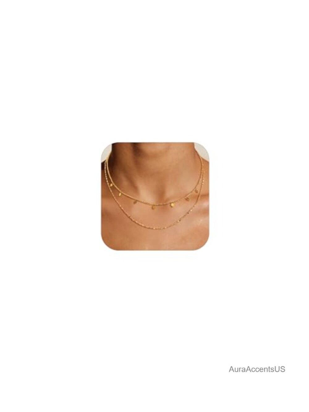 Layered Gold Necklaces for Women Two Thin Stacked Set Adjustable Chain Simple